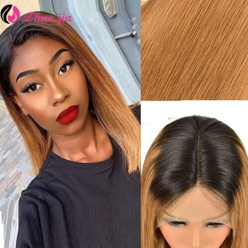 28 Inch Straight Lace Front Wig T1B/30 Ombre Transparent Human Hair Wigs For Black Women 13x4 T Part Lace Front Wig 250 Density