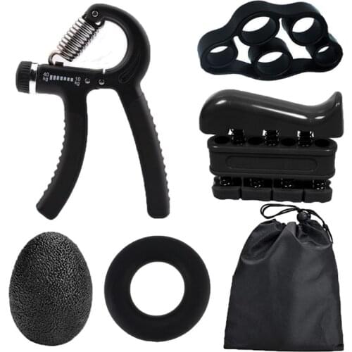 5pcs/set Hand Grip Strengthener Workout Kit Adjustable Hand Gripper Ring Finger Exerciser Band for Rehabilitation Stress Relief