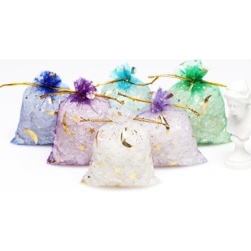 50pcs Chiffon Bags Halloween Party Decoration Supplies Halloween Organiza Jewelry Candy Pendent Colorful Mini Gift Pouch