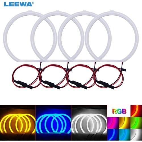 LEEWA 4X127.5mm Car Auto Halo Rings Cotton Lights SMD LED Angel Eyes for BMW E39 OEM (01-03) DRL White/Blue/Yellow/RGB #CA3700
