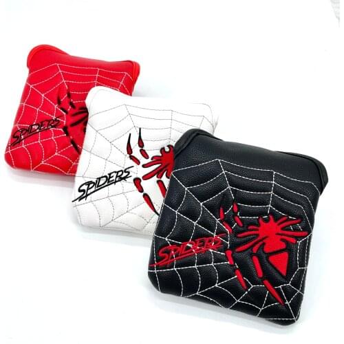White/Red/Black with Spider Embroidery Golf Square Mallet/Blade Putter/Driver/Fairway Wood/Hybrid/Iron Head Cover