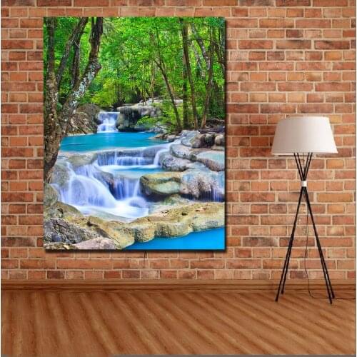 Large size Printing Oil Painting Waterfalls Nature Landscape Wall art canvas prints pictures for living room and bedroom