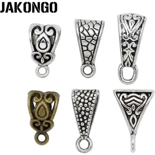 JAKONGO 20pcs Tibetan Silver Plated Bail Fit for European Bracelet Pendants for Jewelry Accessories Making DIY Handmade Craft