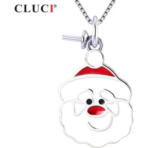 CLUCI Cute Silver 925 Santa Claus Pendant for Women Christmas Gift Jewelry Sterling Silver Charms Pendant for Necklace SP381SB