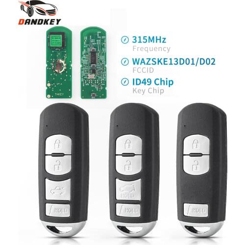 Dandkey For Mazda 3 6 Miata 2013 2014 2015 2016 WAZSKE13D01 WAZSKE13D02 Smart Remote Key 3/4 Buttons 315MHz ID49 Chip SKE13D01