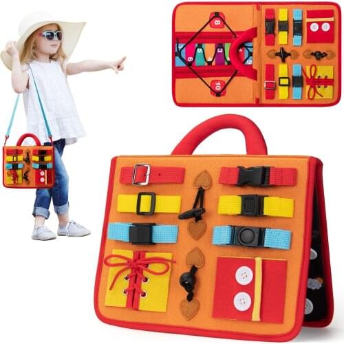Teytoy Busy Board for Toddlers 1-3, Montessori Toys Activity Board, Practical Early Educational Sensory Toys with Buckles