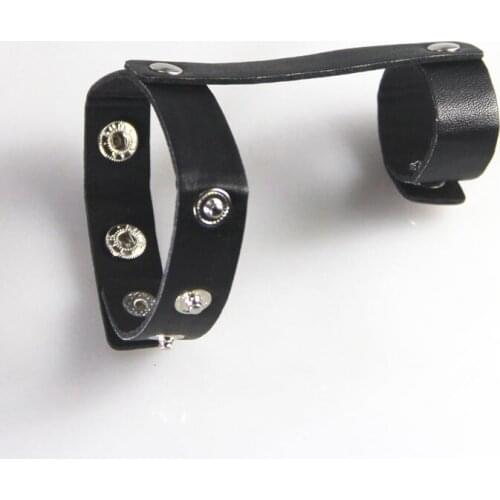 Double Cock Ring Harness PU leather belt fasten Delay Ejaculation Penis Rings male sperm Time Adult Sex Toys Products For Men