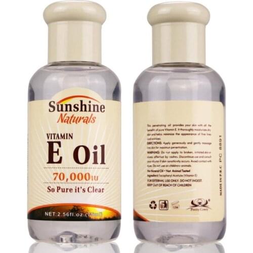75ml Sunshine Naturals Vitamin E Essence Oil Anti Aging Whitening Reduces Wrinkles Fine Lines Remove Dark Spots Skin Care TSLM1