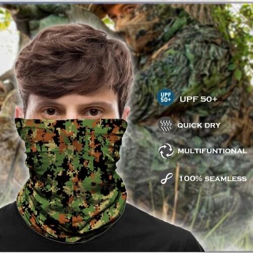 3D Camouflage Bandana Facemask Tactical Hunting Scarf Snood Mask Digital Camo Buff Headwear Camping Balaclava Army Seamless Men