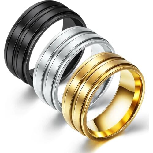 Fashion Custom name ring Scrub Double Stripe customize Stainless Steel Rings For Men Frosted Black Gold Silver Color Jewelry