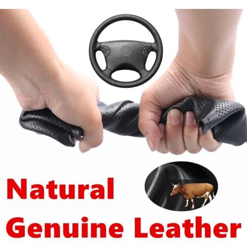 Hand stitched Black Genuine Calfskin Leather Car Steering Wheel Cover for Mercedes Benz W210 E-Class E320 2000 2001 2002