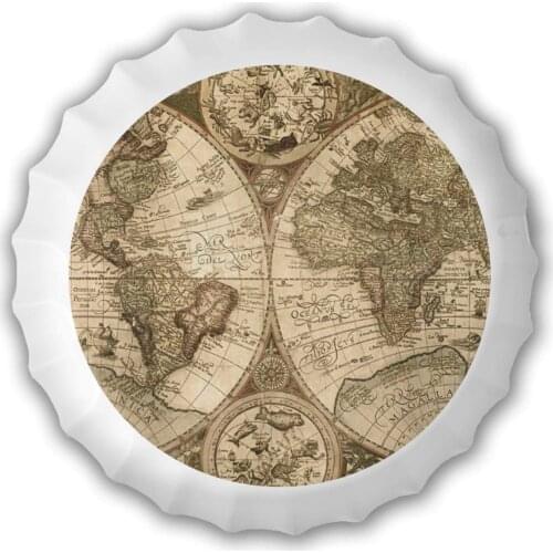Bottle Caps Metal Tin Signs Cafe Beer Bar Decoration Plat World map Vintage Retro Style Beer Cap Wall Decor Diameter
