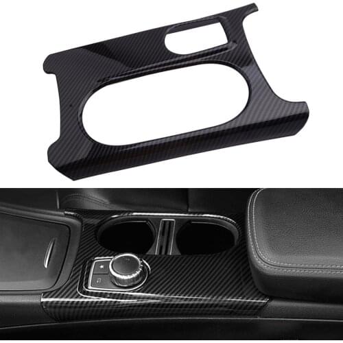 LHD Carbon Fiber Style Water Cup Holder Panel Cover ABS Fit For Mercedes-Benz CLA GLA A Class W176 X156 C117 2014 2015 2016 2017