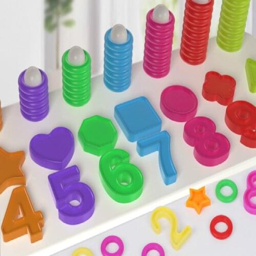 Early Education Teaching Jigsaw Blocks Toys Children Wooden Montessori Abacus Learning To Count Numbers Matching Digital Shape