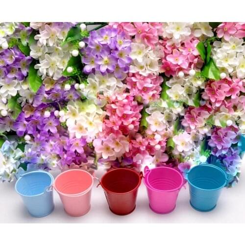 Flower Pot Metal Barrel Plant Iron Barrel Mini Tub 3 Colors Diverse No Fading Anti-deform Durable No Paint Home Office Decor