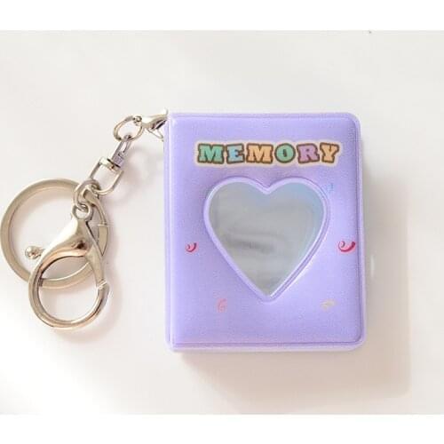 16 Pockets Mini Photo Album Hollow Love Card Holder 1 Inch 3*4.5cm Photocard Holder Album For Sticker & Name Card With Keychain