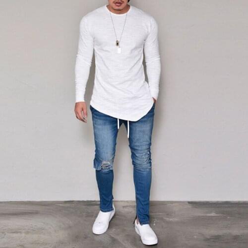 Men Personality Casual T-shirt Slim Fit T-shirt Spring New Fashion Tops O-neck Long-sleeved T-shirt Camisa Masculina