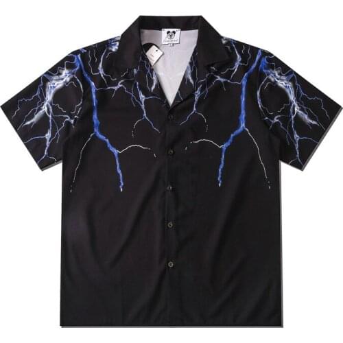 2021 Europe America, Spring and Summer Hawaii Beach Short Sleeve Printed Shirt for Men Black Shirt Men Clothing Casual Shirts