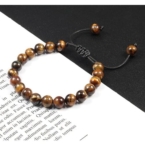 Handwoven Distance Bracelet Classic Real Tiger Eye Beads Bracelets Natural Stone Strand Bangles For Men Female Hand Jewelry Gift