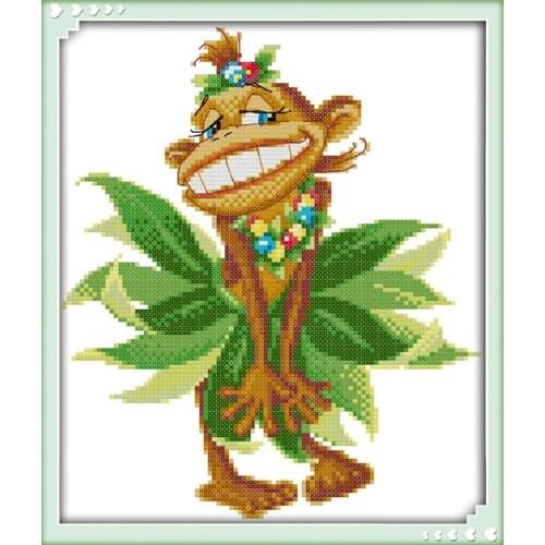 Funny monkey cross stitch kits cartoon animal 14ct 18ct embroidery pattern tool DIY handmade needlework decoration plus