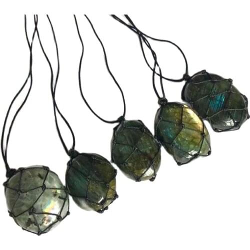 Natural Labradorite Crystal Stone Gemstone Pendant blue Healing Pendant Spiritual Meditation Classical Necklace