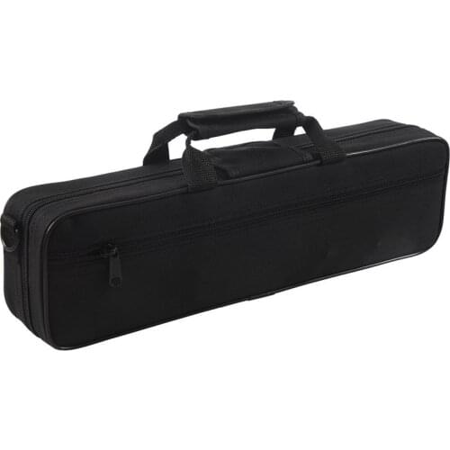 Nylon Padded Flute Bag Carry Case Cover Shoulder Strap 39x7x11cm Black