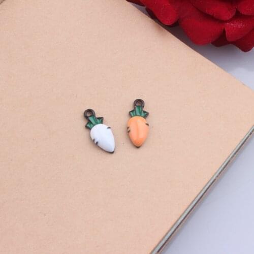 MRHUANG 10pcs/pack Lovely radishFloating Enamel Drop Oil Charms Alloy Floating Pendant fit Bracelet Jewelry Accessories