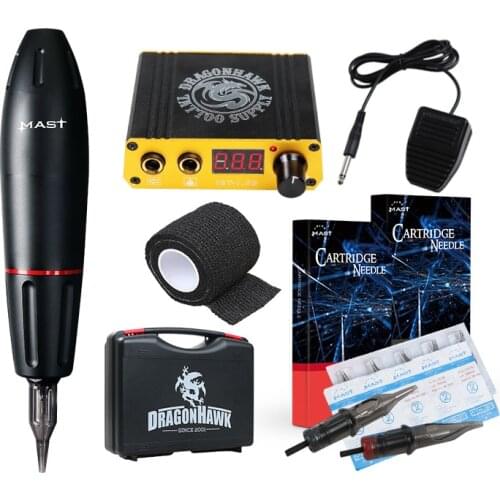 Professional Tattoo Rotary Pen Machine Kit Box Cartridge Needles Tips Tattoo Artist Kits Body Arts Supplies Permanent Make Up