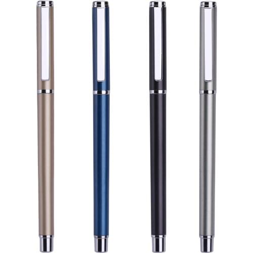 2pcs Gel Pen Black Silver gold Metal Rollerball Pen 0.5mm Black Ink Refill for Student School Supplies Ballpoint Pen Gift box