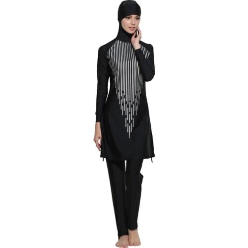 Modesty Muslim Swimwear Swimsuit Islamic Hijab Beachwear Swimming for Women Girls Black Classic Style