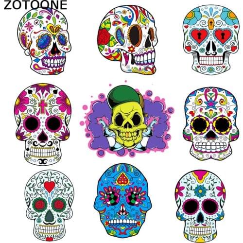 ZOTOONE Skull Cartoon Patch iron on transfers for clothing Summer Patch ironing stickers Childrens T-shirt DIY Badges Heat Pres