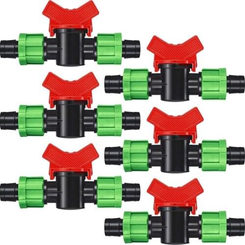 Drip Irrigation Shut-Off Valve 1/2 Inch Universal Drip Irrigation Tubing Coupling Valve, for with 16mm Drip Tape Tubing