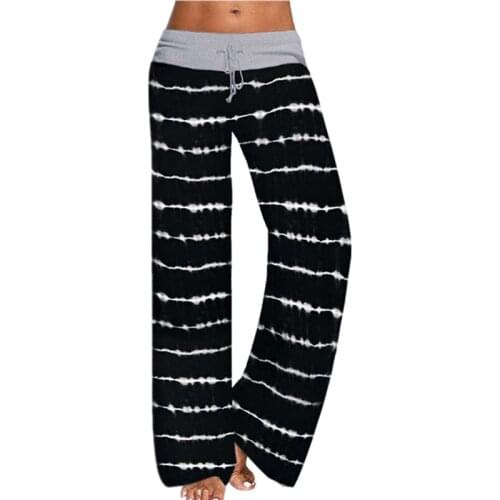 Womens Loose Tie-dye Printed Yoga Wide-leg Sports TrousersCasual Pants Women Female Long Pants Fashion 2021 New