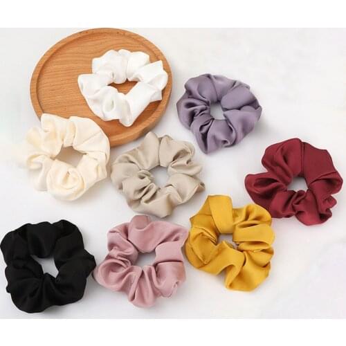 10Pcs Large Sized Satin Hair bands Scrunchies Womens Accessories Elastic Band with Ribbon Ponytail Holde Woman Girl Accessory