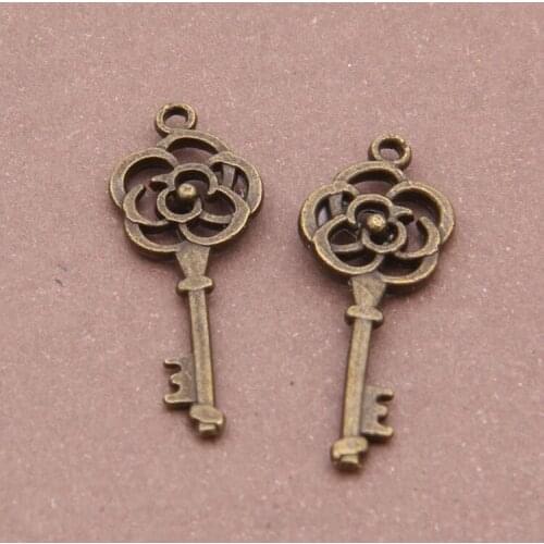 100pcs Vintage Key Charm For Manual Making Bracelets/necklace/ear/hair/Bags /apparel/ Shoes Decoration DIY Jewelry Accessories