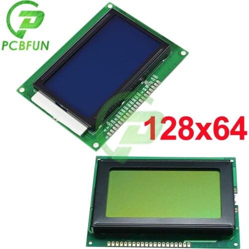 12864 128X64 Character Yellow /Blue Screen LCD Display Module Blue Backlight Fully Assembled Tested Serial LCD 128x64 Module