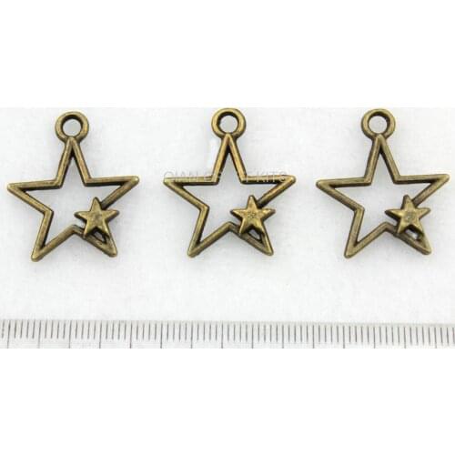 150pcs 22mm double star antique bronze zinc alloy pendents charm drops DIY Jewelry Making handicraft accessory AY0385