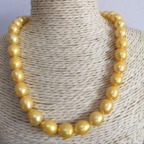 18 HUGE NATURAL AAA 11-13MM SOUTH SEA GOLDEN PEARL NECKLACE 925silver GOLD CLASP