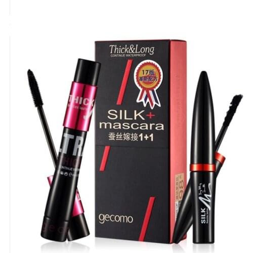 2pc Black Silk Eye Mascara Waterproof Curving Natural Eyes Volume Thick Cosmetic Extension Lengthening Maquiagem
