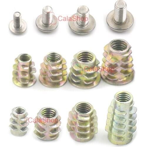 20 Pcs / Lot Mounting Kit Removable Wheel Chock Wood Floor Threaded Flange Nut with screw DIY