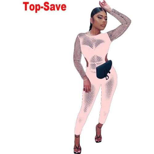 2021 Summer Clothes For Women Jumpsuit Bodycon See Through Vacation Outfits Leggings Tights Mesh Hollow Lace Bodysuit Wholesale