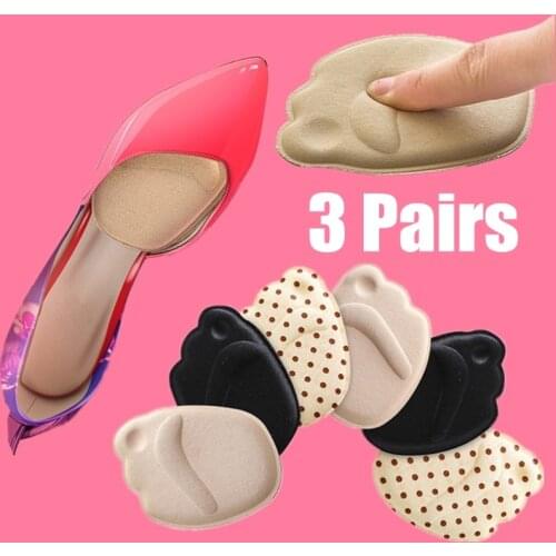 3 Pair Useful Sole High Heel Foot Cushions Forefoot Anti-Slip Insole Breathable Shoes Women Protection Foot Pad Supports Inserts