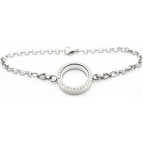 3pcs/lot Stainless Steel Twist Floating Locket Chain Bracelet 25mm Screw Living Memory Glass Locket Bracelet DIY Jewelry