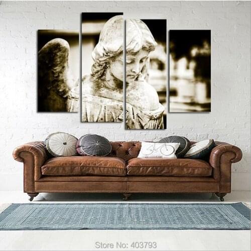 Unframed 4 Panels Ancient Angel Girl Canvas Print For Living Room Painting Artwork Unframe Wall Art Decorative Painting
