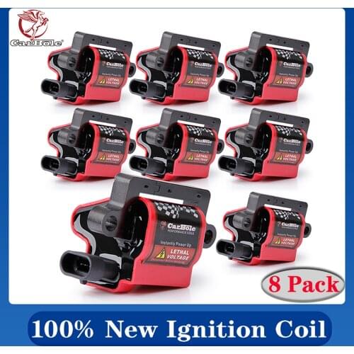 8 PCS Square Ignition Coils For Chevrolet Chevy GMC HUMMER GM Silverado V8 High Performance UF271 Red Ignition Coil