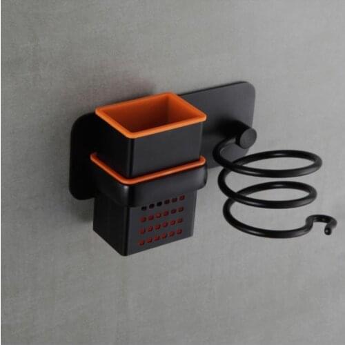 Aluminum Wall Mounted Hair Dryer Rack Organizer Hairdryer Straightener Holder Set Bathroom Shelf For Washroom Supplies