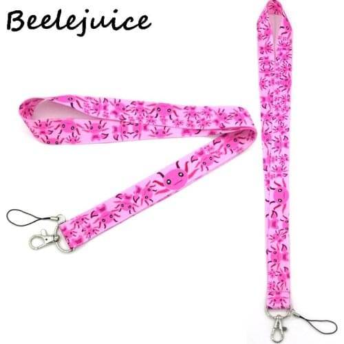 Axolotl pink dragon cartoon anime kids Neck Strap Lanyards ID badge card holder keychain Mobile Phone Strap Gifts decorations