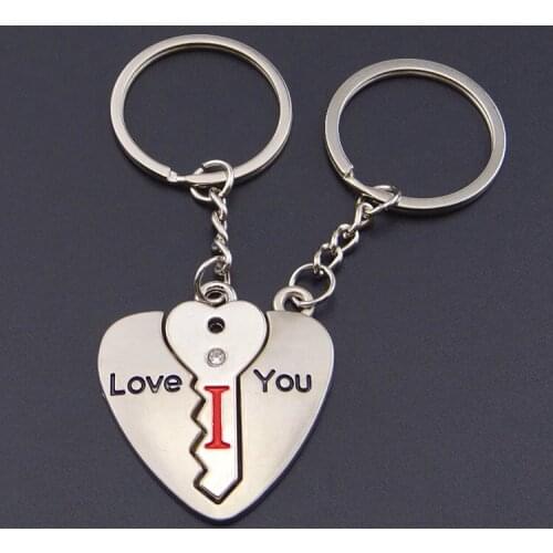 FREE SHIPPING by FEDEX 100pairs/lot New Fashion Metal Key and Heart Keychains Couple Keyrings for Lovers Gifts I Love You