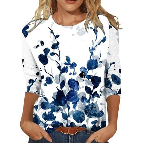 Floral Printed Blouse Womens Tops And Blouses Women Fashion O Neck Loose Long-sleeved Blouse Tops Blusas Mujer De Moda 2021