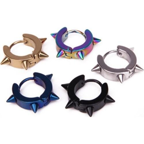 50pcs Black Gothic Punk Hoop Earrings For Women Men Stainless Steel Rivet Spike Earrings Rock Party Jewelry